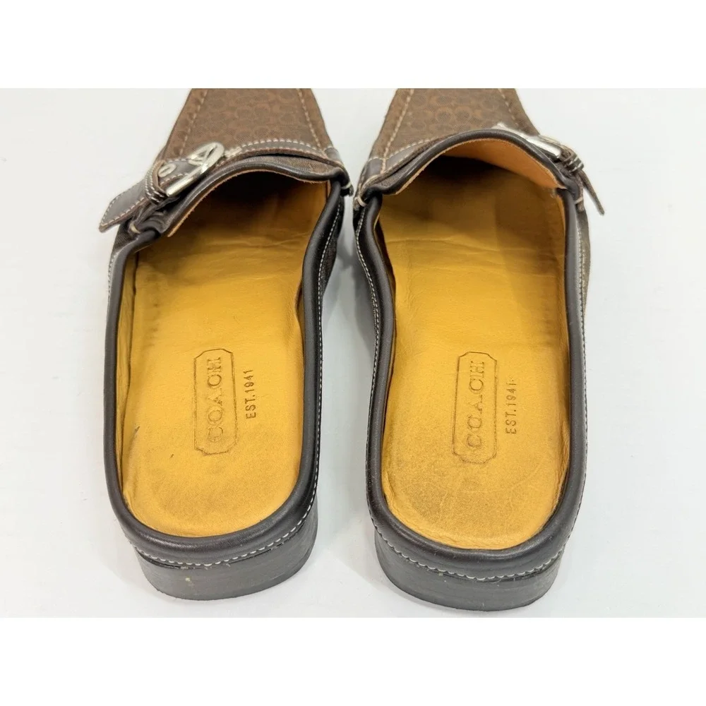 Coach Erika P328 Signature Canvas Mule Loafers Brown Women's 7.5B‎ Italy